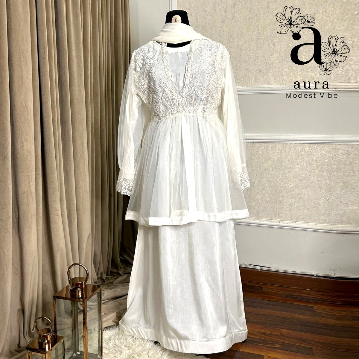 Pearl White Abaya